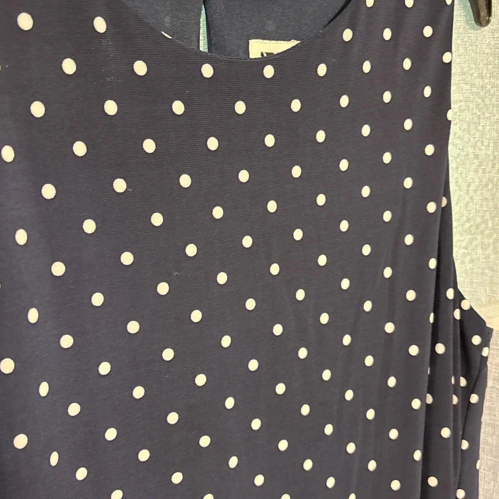 Anne Klein Blue White Polka Dot Sleeveless Dress Sz 10 Round Neck‎  Career
